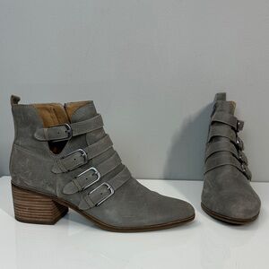 Lucky Brand Loreniah Gray Suede Ankle Boots Size 9.5